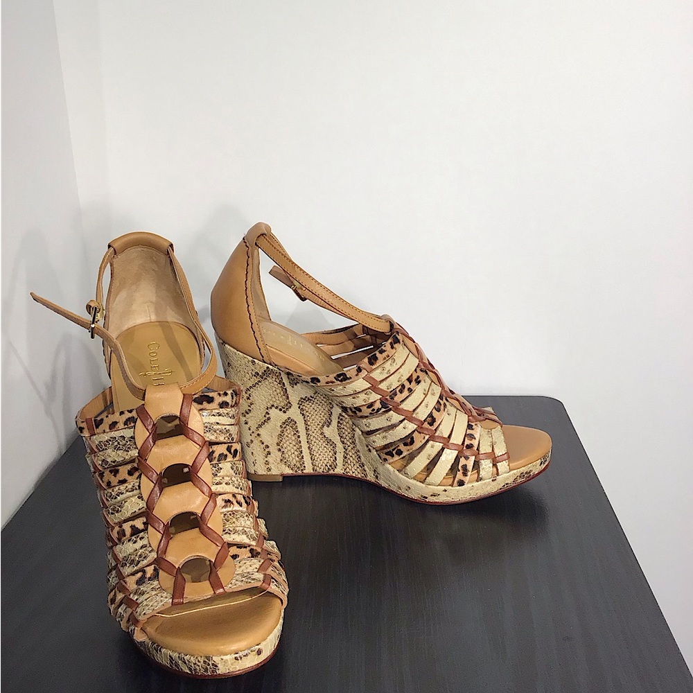 Cole Haan Air women’s Leather Animal Snakeskin print Wedge Sandal